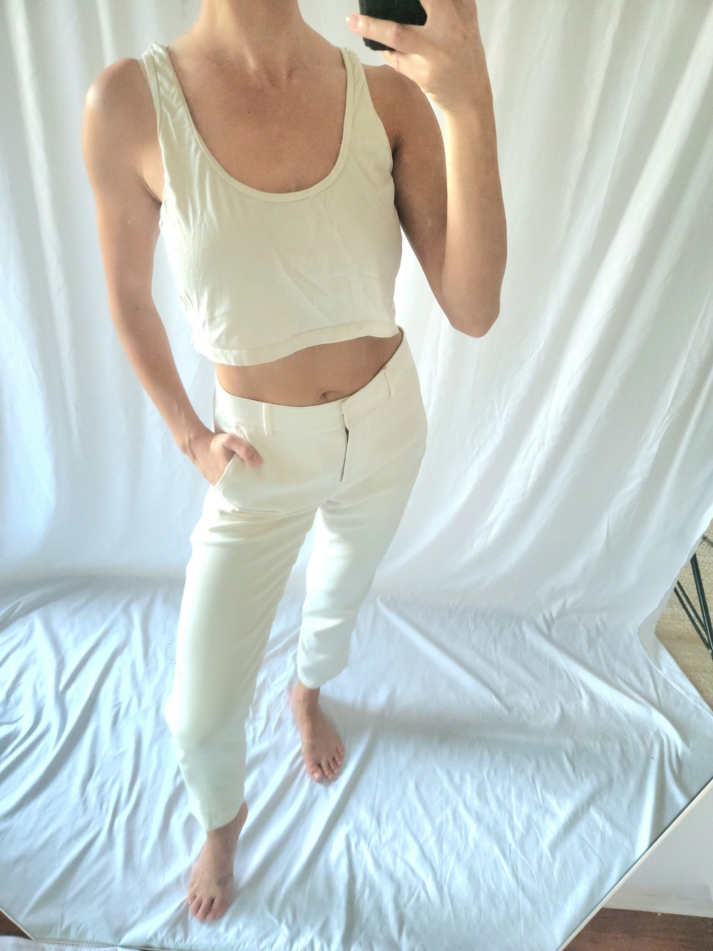 TALENTLESS 100% Cotton Cream Cropped Tank Top